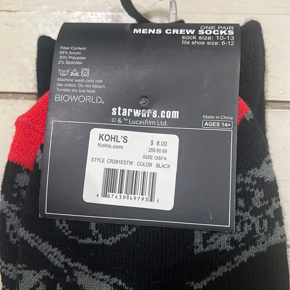 Star ⭐️ Wars Crew Socks size 6-12 1Pr - Picture 4 of 5